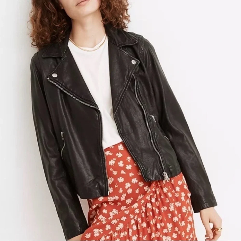 Madewell Black Washed Genuine Leather Jacket - Picture 3 of 16